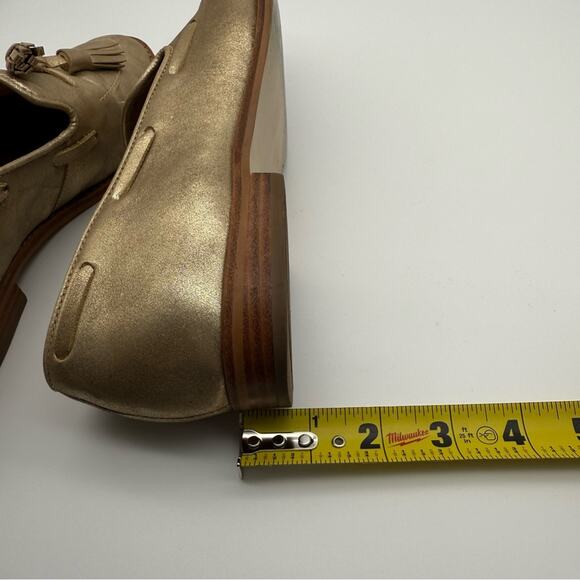 Talbots Leighton Tassel Loafers Gold Metallic Suede 8 - Picture 12 of 15